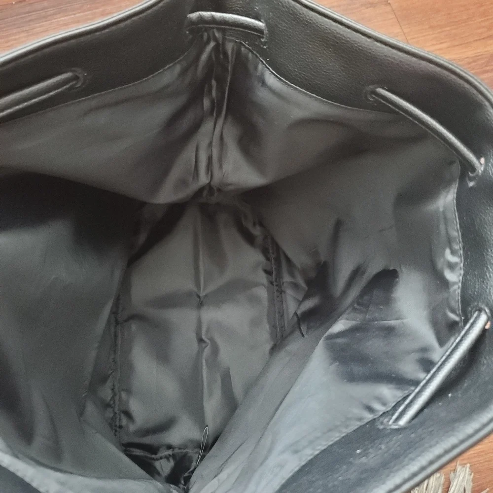 Victoria's Secret Fashion Show Black Leather  Backpack Backstage‎ Bag
